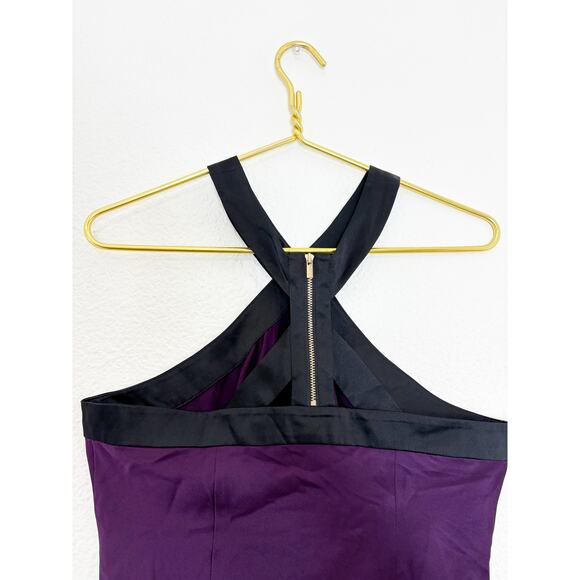 Vintage Y2K Cache Purple Silk Beaded Asymmetric Hem Top Size Medium Satin - Picture 7 of 8